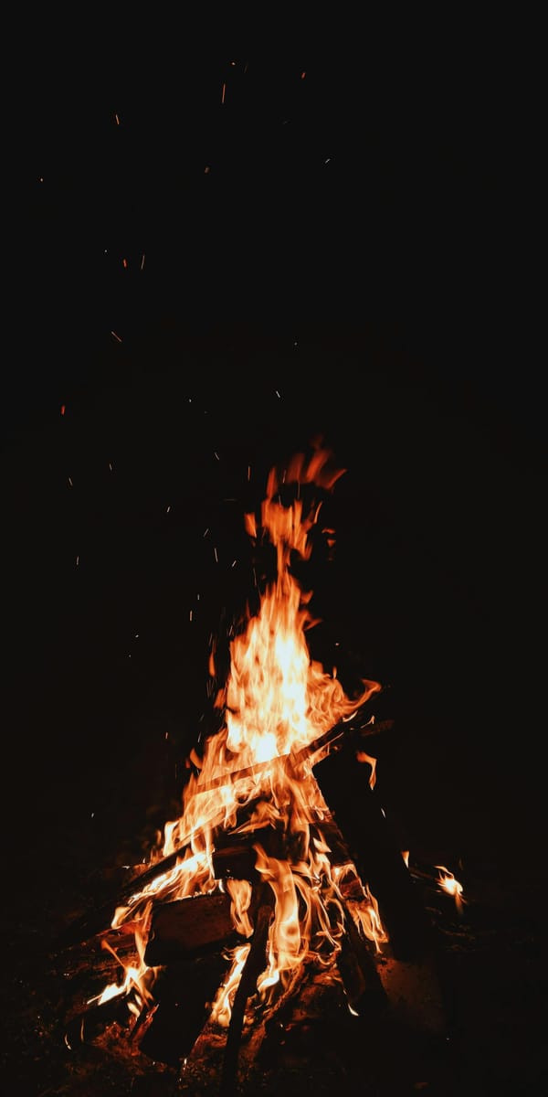 Bonfire raging in the night